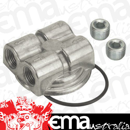 Derale 15746 Dual Side Ports Spin On Adapter with 1/2" NPT Ports and 3/4"-16 Filter Thread