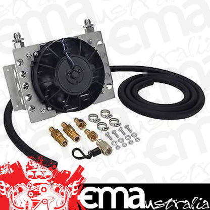 Derale 15950 15 Row Atomic Cool Plate & Fin Remote Transmission Cooler Kit, -8AN
