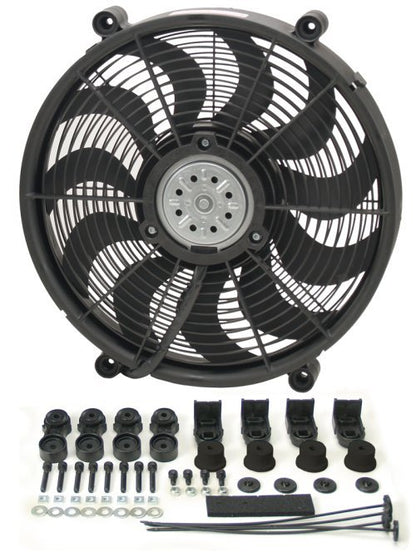 Derale 16217 17" High Output Single RAD Pusher/Puller Fan with Premium Mount Kit