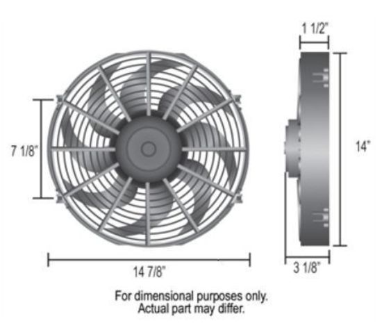 Derale Cooling Products DP18914 Dyno-Cool 14" Curved Blade Electric Thermo Fan 1230Cfm Reversable