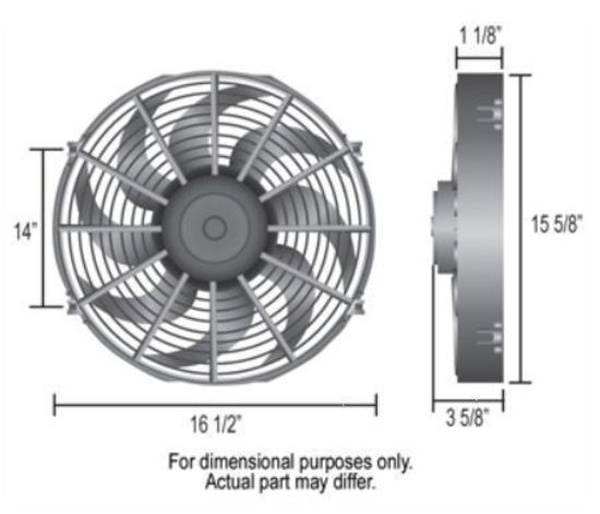 Derale Cooling Products DP18916 Dyno-Cool 16" Curved Blade Electric Thermo Fan 1980Cfm Reversable