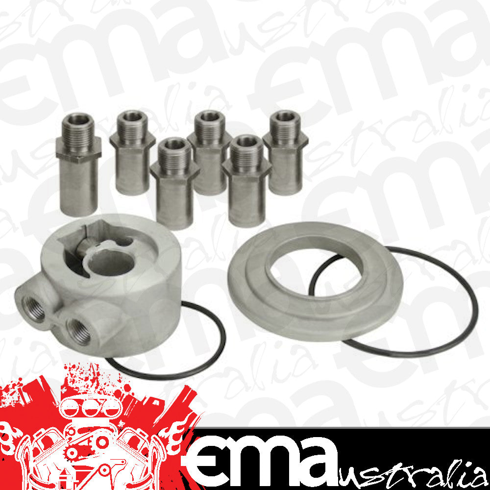 Derale DP25782 Universal Engine Sandwich Adapter Suits Various Engine Threads, 3/8" NPT Ports