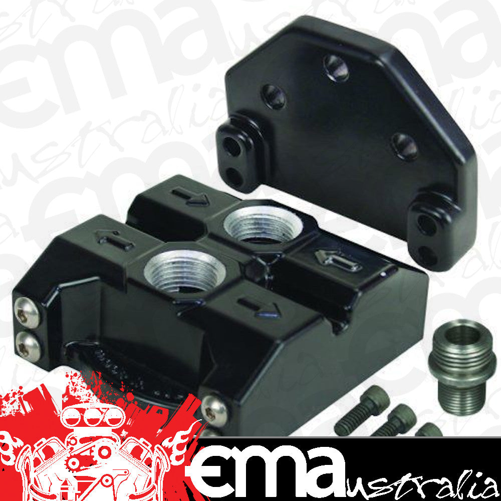 Derale DP35708 Premium Series Ports Up Single Filter Mount 3/4"-16 Thread Black