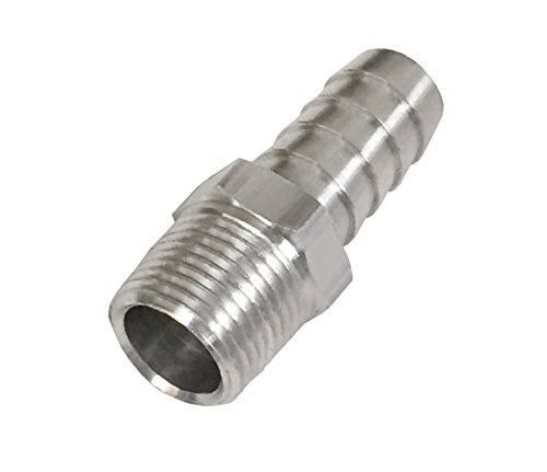 Derale DP98102 NPT Hose Barb Fitting 3/8" NPT Male X 1/2" Barb Aluminium Finish