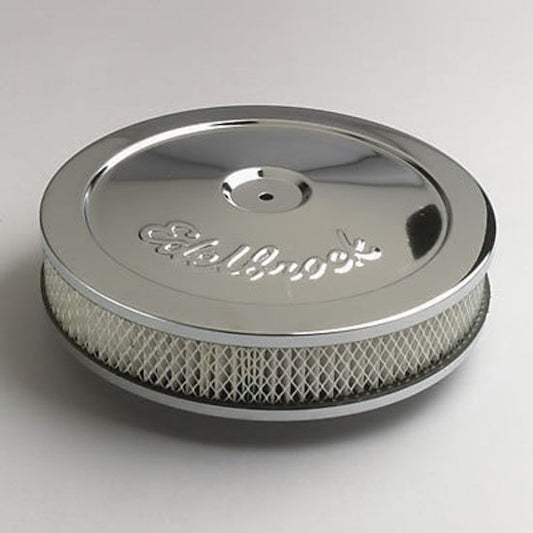Edelbrock 1208 Pro-Flo Chrome 10" Round Air Cleaner with 2" Paper Element (Deep Flange)