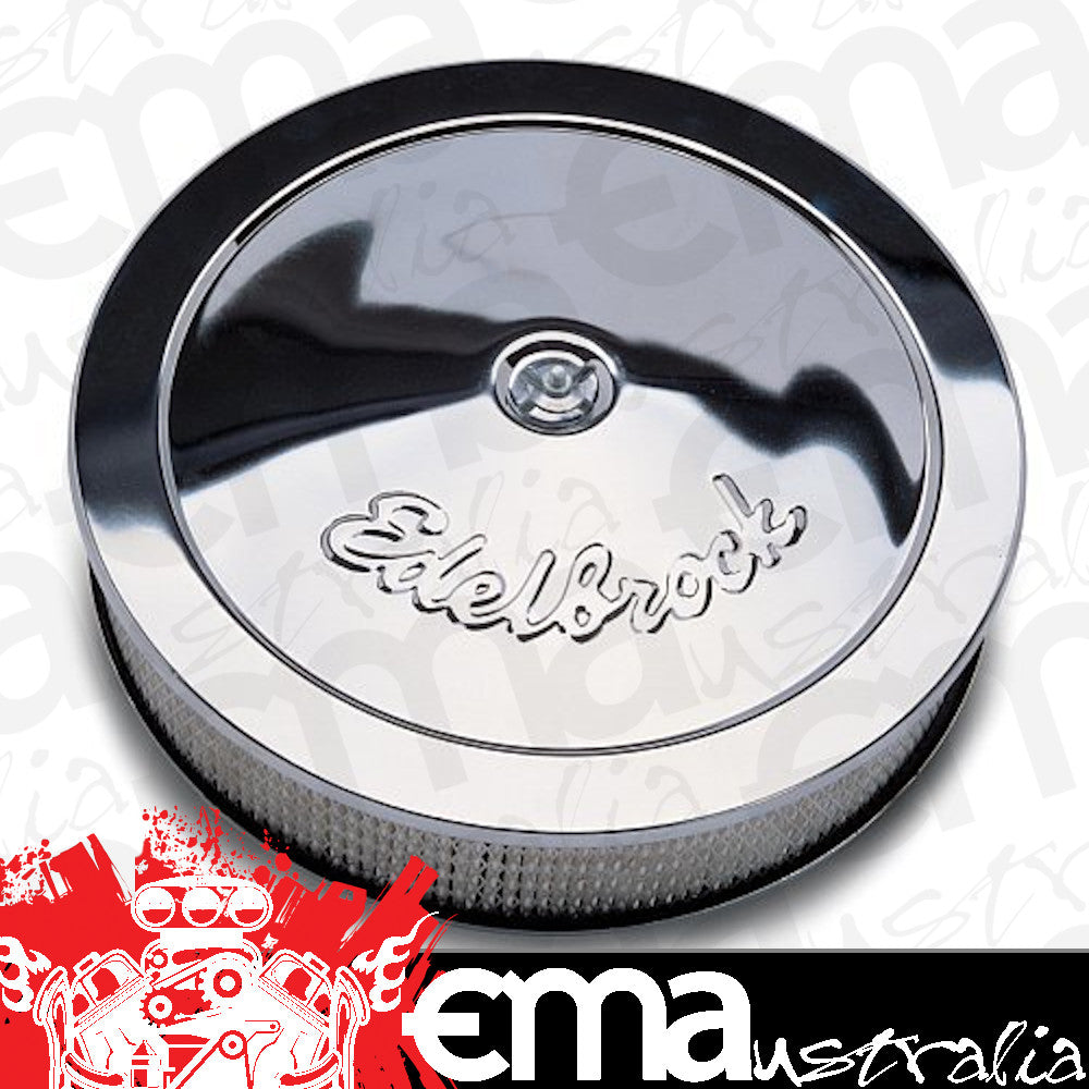 Edelbrock 1221 Pro-Flo Chrome 14" Round Air Cleaner with 3" Paper Element (Deep Flange)