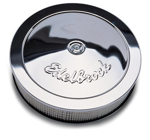 Edelbrock 1221 Pro-Flo Chrome 14" Round Air Cleaner with 3" Paper Element (Deep Flange)