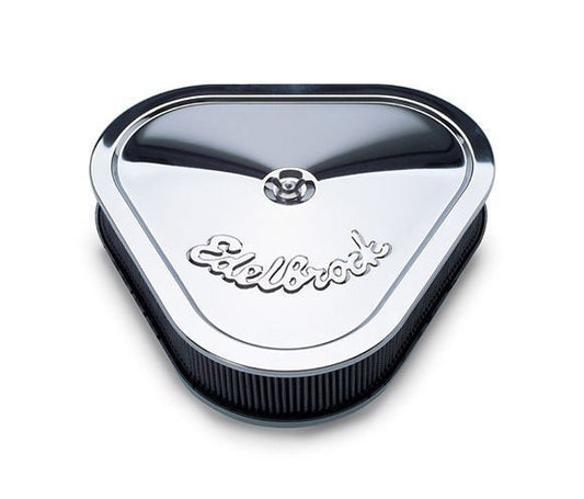 Edelbrock ED1222 Edelbrock Pro-Flo Chrome Triangular Air Cleaner 14.1"W X 13.4"L X 3.5"H ED1222