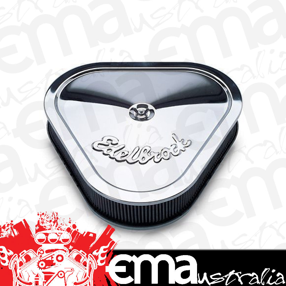 Edelbrock ED1222 Edelbrock Pro-Flo Chrome Triangular Air Cleaner 14.1"W X 13.4"L X 3.5"H ED1222