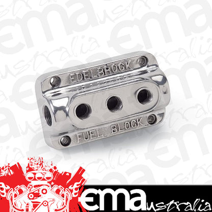 Edelbrock 12851 Polished Triple Outlet Fuel Block Kit