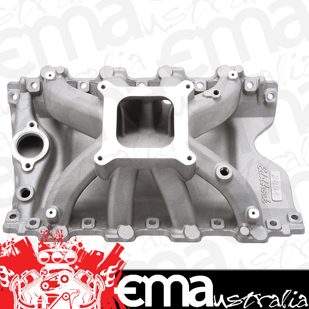 Edelbrock ED2894 Intake Manifold, Victor Jr, Single Plane, Carbureted, Square Bore, Aluminum, Natural, Vn Heads, Holden, ED2894