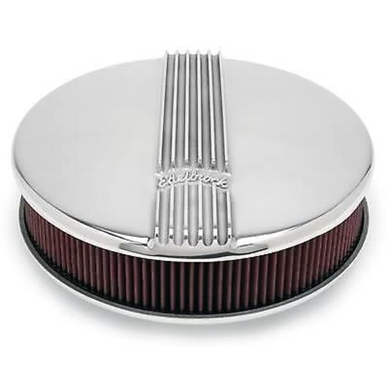 Edelbrock 4117 Classic Series Polished Round Air Cleaner for Single 4-bbl Carb - 3" Element