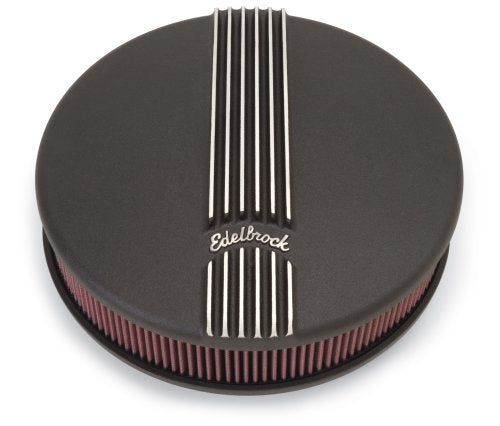 Edelbrock ED41173 Classic Series Air Cleaners - Black Finish Round Cast Air Cleaner for Single 4-Barrel Carb W/ 3" Element 3.9" Ht. ED41173