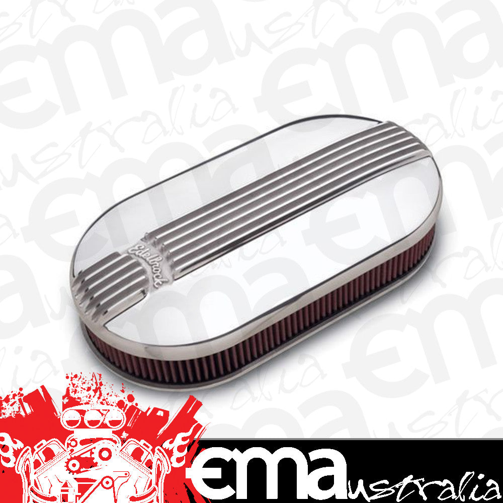 Edelbrock ED4119 Edelbrock Classic Polished Alloy Air Cleaner Large Oval Dual Carb ED4119
