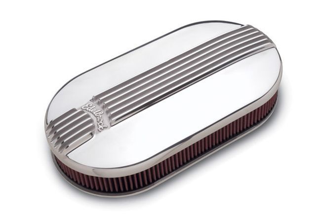 Edelbrock ED4119 Edelbrock Classic Polished Alloy Air Cleaner Large Oval Dual Carb ED4119