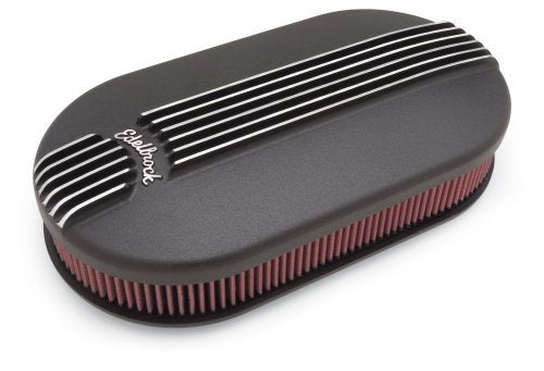 Edelbrock ED41193 Classic Series Air Cleaners - Black Finish Large Oval for Dual-Quads W/ 2.4" Element 6-7/16" Centre To Centre 4.45" Ht. ED41193