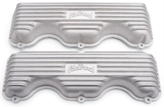Edelbrock ED41409 Chev BB W Valve Covers Stock Height Cast Aluminum Satin