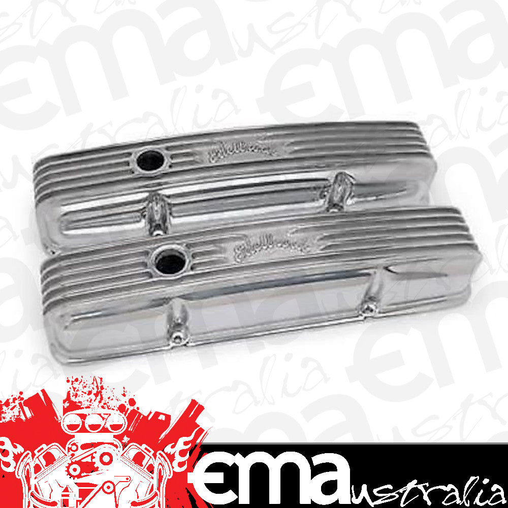 Edelbrock ED4144 Edelbrock Classic Aluminium Valve Covers Chev SB ED4144