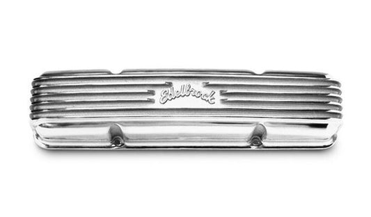 Edelbrock ED4145 Chev SB 262-400 Classic Finned Aluminium Valve Covers Polished