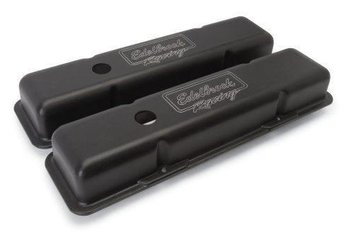Edelbrock ED41713 Victor Series Valve Covers - Black Finish Small Block Chevy 262-400 Low Profile 2.50"Overall Ht. ED41713