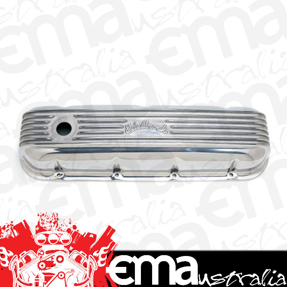 Edelbrock ED4185 Edelbrock Chev BB V8 Classic Tall Finned Alloy Valve Covers Polished ED4185