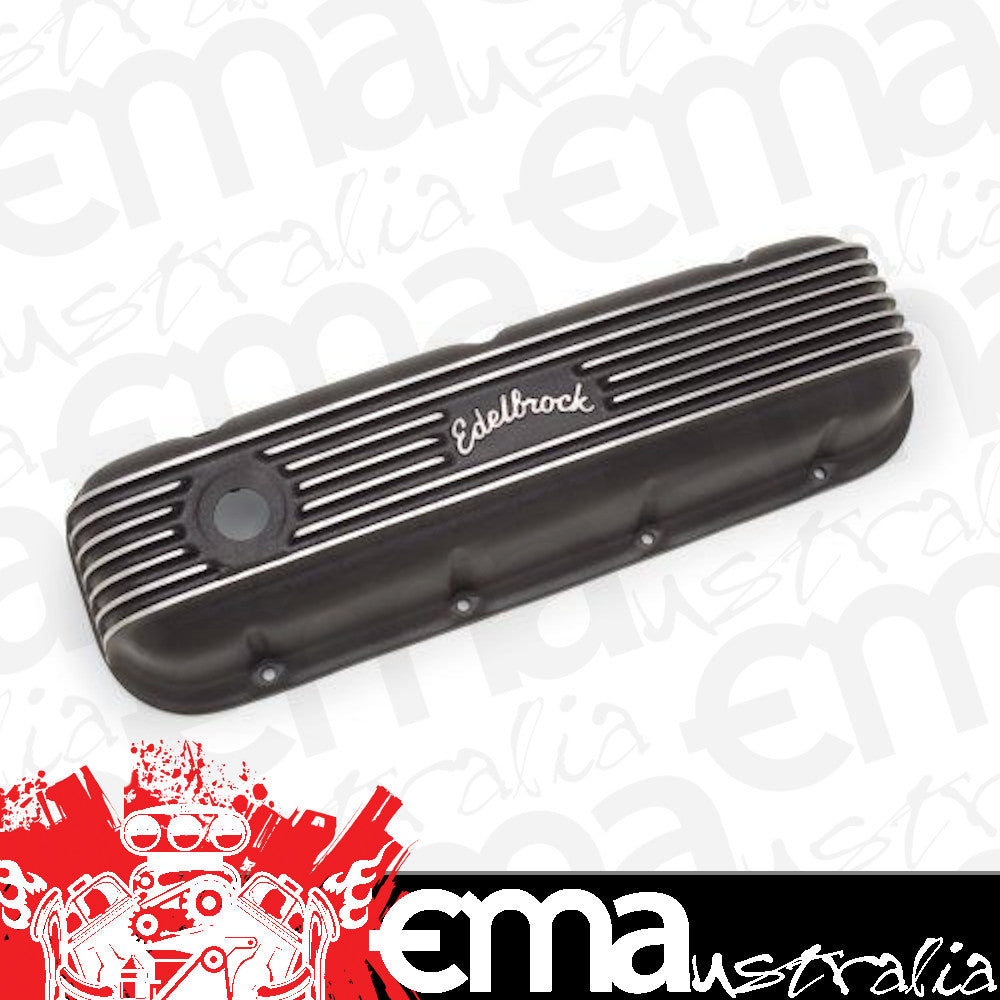 Edelbrock ED41853 Edelbrock Classic Series Alloy Valve Covers Black Chev BB '65 & Later ED41853