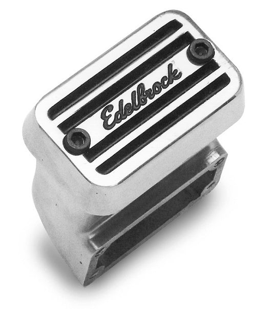 Edelbrock ED4201 Elite Series Breathers Rectangular Aluminium, Bolt-On Style, Side-Mounting, Polished W/ Logo ED4201