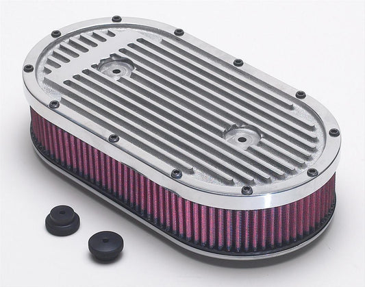 Edelbrock ED4237 Edelbrock Elite Series Finned Oval Air Cleaner for Dual Quads Polished ED4237