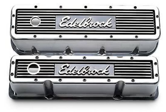 Edelbrock ED42494 Edelbrock Elite Series Valve Covers Tall Chev SB 283-400 Endurashine ED42494