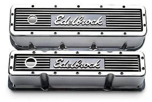 Edelbrock ED42494 Edelbrock Elite Series Valve Covers Tall Chev SB 283-400 Endurashine ED42494