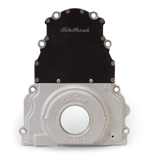 Edelbrock ED4254 Edelbrock 2 Piece Alloy Timing Cover Gm/Chev LS1 W/ Rear Cam Sensor ED4254