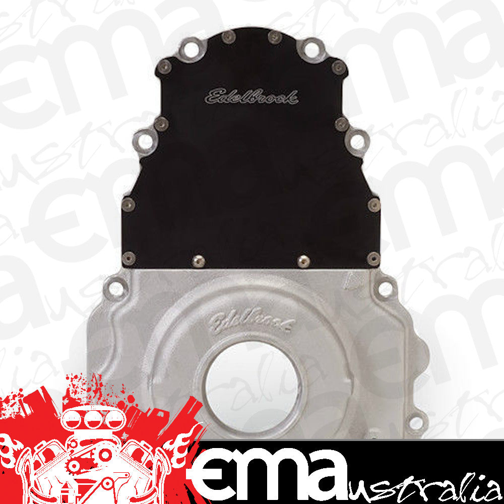 Edelbrock ED4254 Edelbrock 2 Piece Alloy Timing Cover Gm/Chev LS1 W/ Rear Cam Sensor ED4254