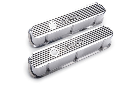 Edelbrock ED4264 Elite 2 Series Tall Valve Covers - Polished suit SB Ford 289-302-351 Windsor W/ Edelbrock Logo ED4264
