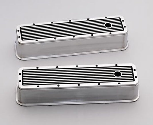 Edelbrock ED4281 Edelbrock Elite Series Chev BB Tall Alloy Finned Valve Covers Polished ED4281