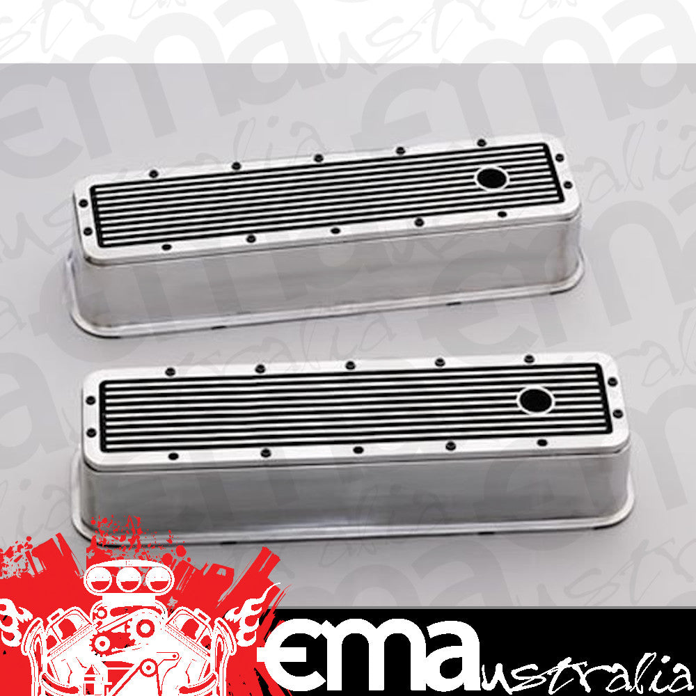 Edelbrock ED4281 Edelbrock Elite Series Chev BB Tall Alloy Finned Valve Covers Polished ED4281