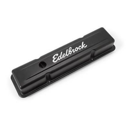 Edelbrock ED4443 Edelbrock Signature Series Valve Covers Chev SB 283-400 Std Height Black ED4443