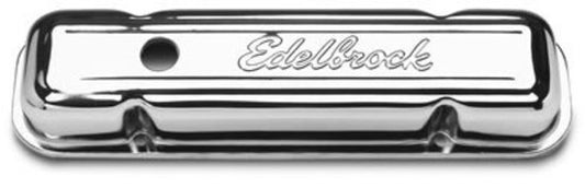 Edelbrock ED4456 Signature Series Chrome Valve Covers Pontiac 301-326-350-389-400-421-455 V8 - '62-79 No Baffle 3" Overall Height ED4456