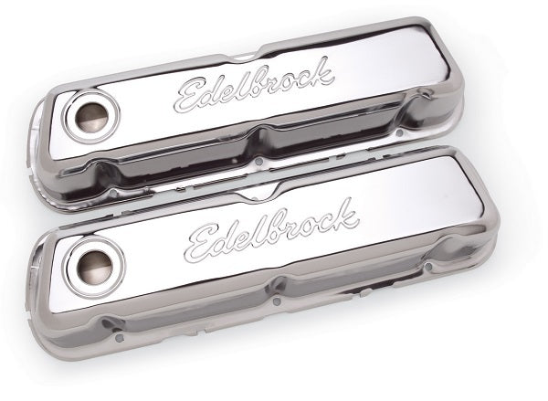 Edelbrock ED4460 Signature Series Chrome Valve Covers Ford 260-289-302 W Not Boss And 351W, 3.7" Overall Height ED4460