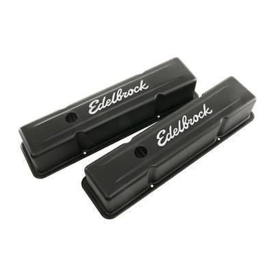 Edelbrock ED4643 Edelbrock Signature Series Valve Covers Chev SB 283-400 Tall Height Black ED4643