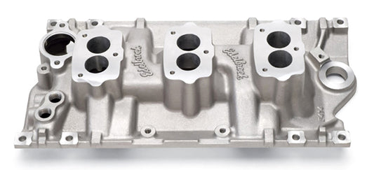 Edelbrock ED5414 Three Duce Intake Manifold C-357-B suit SB Chev Vortec W/ Edelbrock 94 3-Bolt Carburettors ED5414