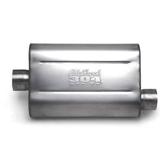 Edelbrock ED55752 Muffler 2.50" S/S Offset In Center Out Edelbrock 55752