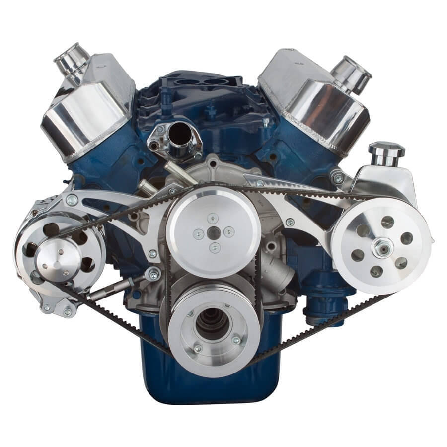 CVF 302-SHORTY-PS-SYSTEM Ford 289-302-351W V-Belt System - Alternator & Power Steering Shorty Water Pump