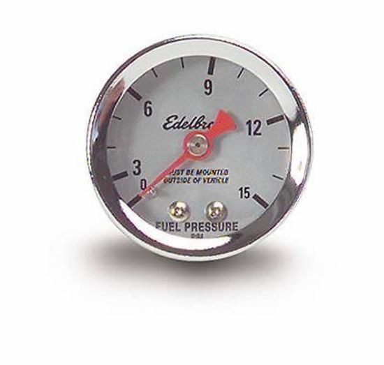 Edelbrock ED73831 1-1/2" Silver Analog 0-15 PSI Fuel Pressure Gauge