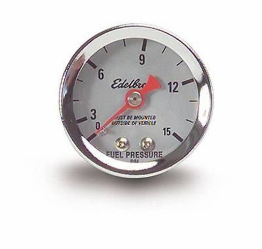 Edelbrock ED73831 1-1/2" Silver Analog 0-15 PSI Fuel Pressure Gauge