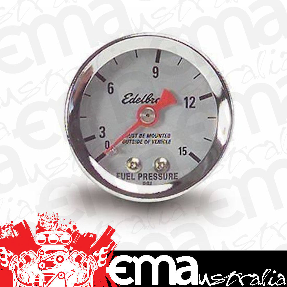 Edelbrock ED73831 1-1/2" Silver Analog 0-15 PSI Fuel Pressure Gauge
