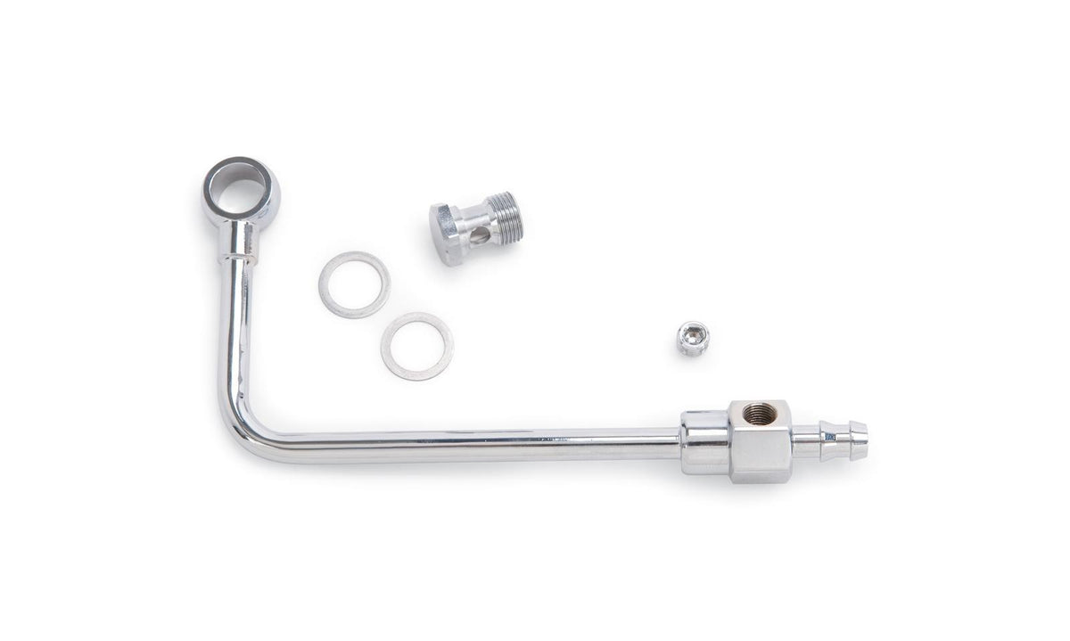 Edelbrock 8126 Chrome Steel Fuel Line With 3/8" Barbed End Inlet Without Fuel Filter