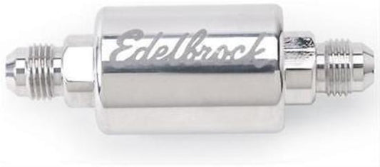 Edelbrock ED8129 Polished Aluminium In-Line Fuel Filter 6 An Male Inlet/Outlet ED 8129