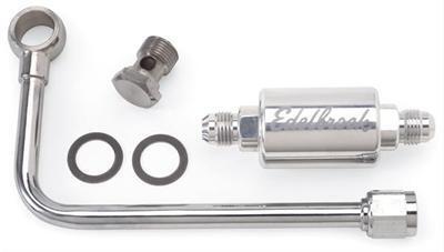 Edelbrock 8131 Chrome Single Feed Steel Fuel Line With Polished Filter