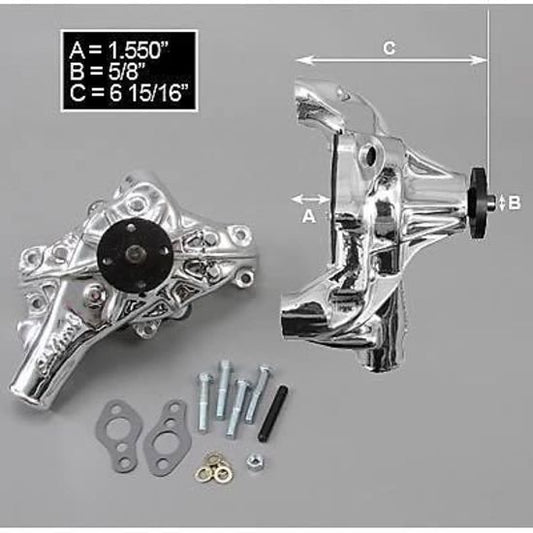 Edelbrock ED88114 Edelbrock Endurashine High Volume Long Water Pump Chev Small Block ED88114