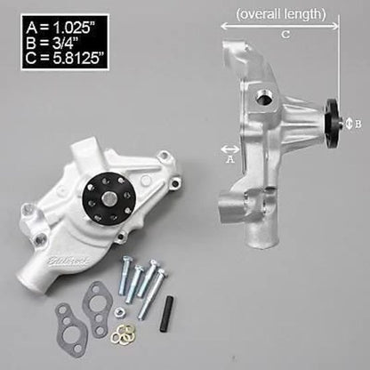 Edelbrock 8812 Water Pump for Small-Block 1971-82 Corvettes in Satin Finish (Short)